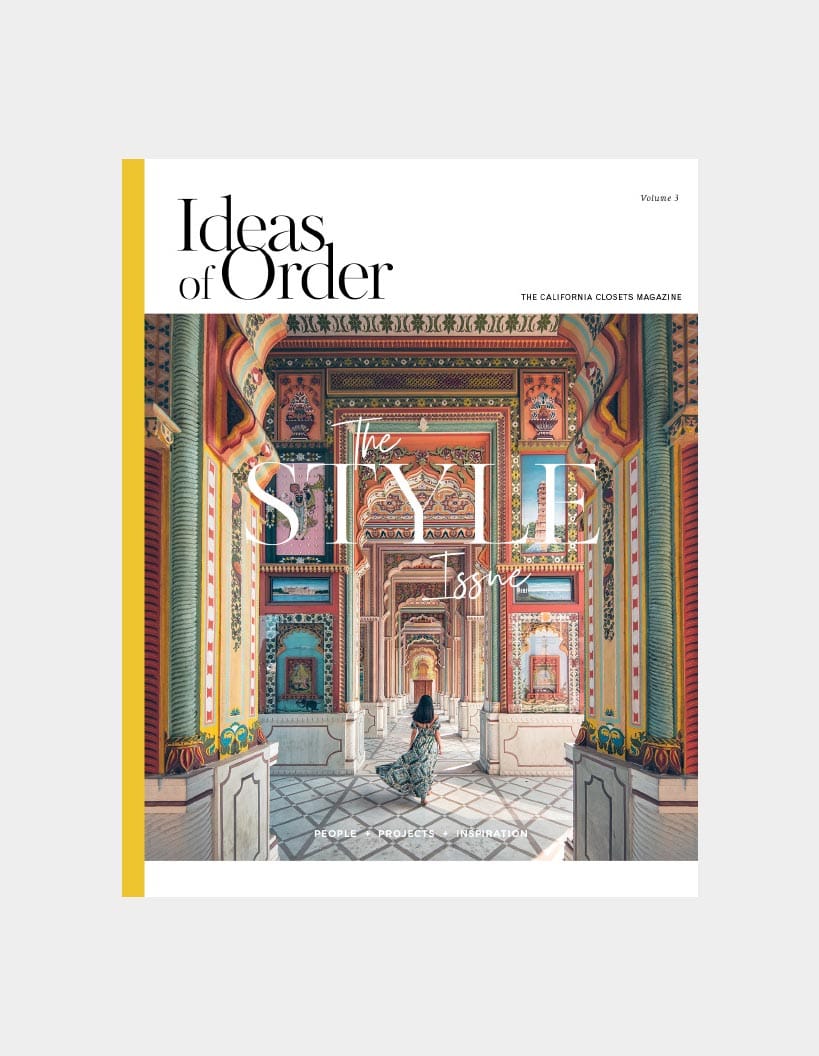 Cover of Ideas of Order magazine, Volume 3, featuring a colorful and ornate architectural hallway with a person in the distance